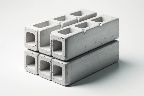 DALL·E 2023-10-09 10.36.58 - Photo-realistic product shot of a ready-mix concrete header block set against a pure white background. The header block, made of high-quality concrete